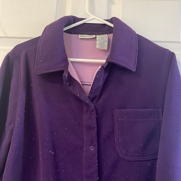 Purple white stag button up sweater - Picture 2 of 5